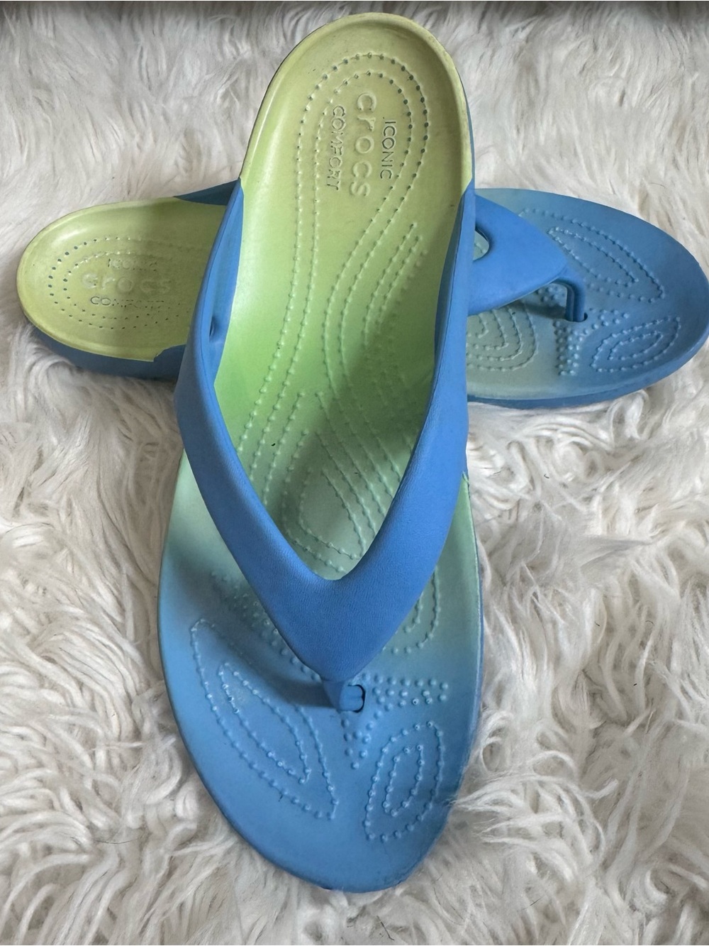 CROCS Kadee II Seasonal Graphic Flip Flops Blue Green Gradient Color 8 - Picture 5 of 5